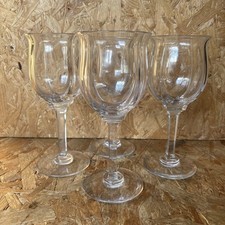 4 x Vintage Crystal Glass Wine Glass - Tulip Bowl & Square Stem 18.5cm