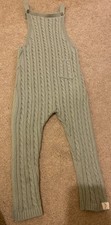 Knitted sage green dungarees - knitted,