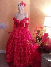 Scarlet Rose Goddess Red East Indian Off Shoulder Bridal Wedding Ball Gown 