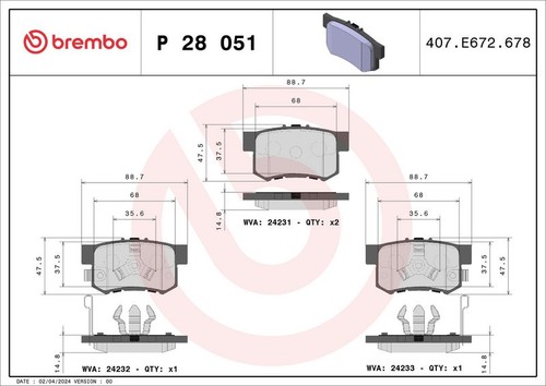 Brembo rear brake - pad, fits