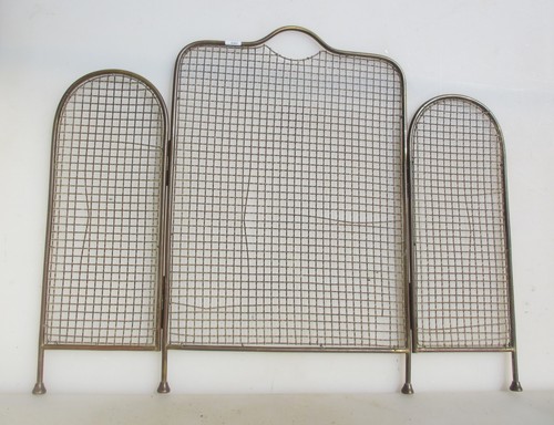 Antique brass mesh fire screen - mesh,