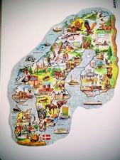 Waddingtons Vari-Piece Jig-Map Jigsaw Puzzle Scandinavia Number 513 Complete