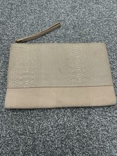 Miss Kg Kurt Geiger Beige Rose Pink Embossed Print Clutch Wristlet Zip Closure