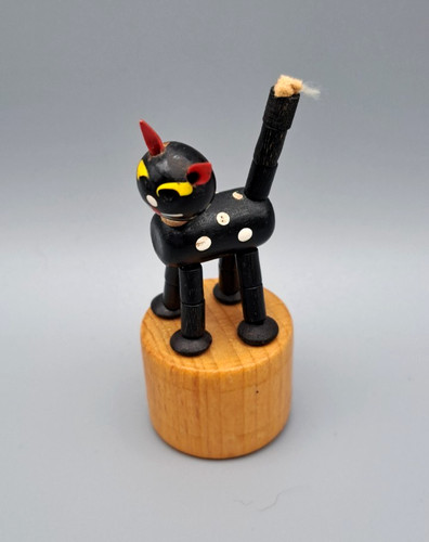Cat wooden push button - , puppet