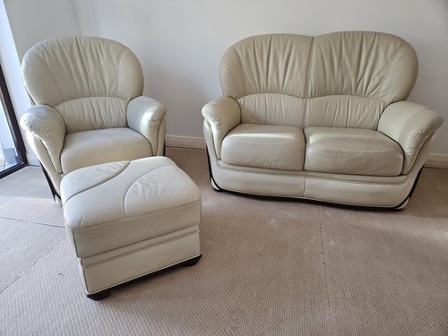 Cream leather piece - piece, suite
