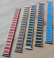 Vintage ROWI  Coloured Expanding Watch Straps 20mm 22mm Red Blue Black Brown