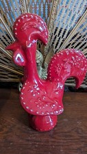 Red Ceramic Cockerel Hen ornament Made in Portugal  mid century 