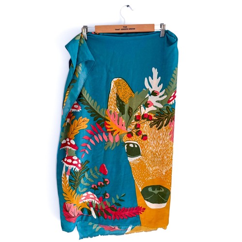 Ladies powder deer scarf - powder, teal