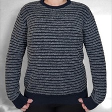 Barbour navy and grey ribbed
