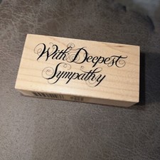 Rubber Stamp Wood Mount 1.5" x 3" PSX F-1234 With Deepest Sympathy Calligraphy 