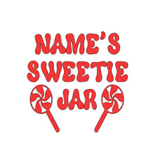 PERSONALISED NAME'S SWEETIE JAR VINYL DECAL STICKER SWEETS CANDY TREATS GIFT