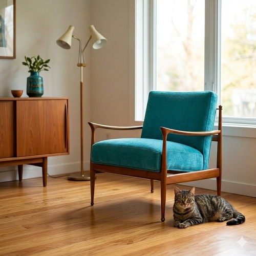 Vintage armchair teak - vintage, fabric