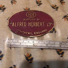 Brass Nameplate Alfred Herbert LTD Coventry England Vintage Antique