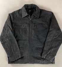 Vintage Leather Highwayman Jacket Bomber Jacket Black Size S