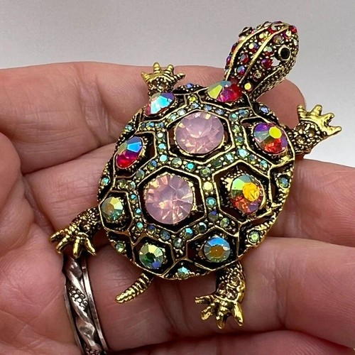 Women turtle brooch crystal - women's,