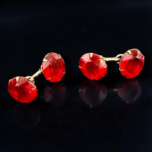 Edwardian cufflinks red glass - edwardian,