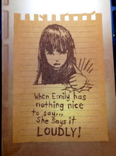 NEW EMILY THE STRANGE RARE ORIGINAL VINTAGE IRON ON TRANSFER STRANGE ACADEMY #2