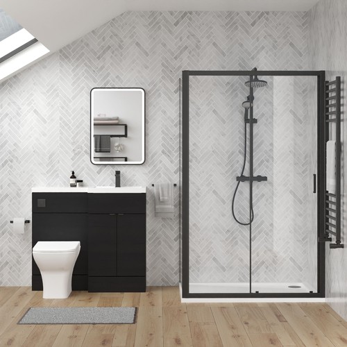 1100mm black vanity unit - 1100mm, wc