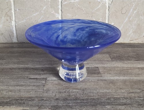 Vintage handblown clear footed - handblown,