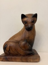 Vintage Hand Carved Wooden Cat