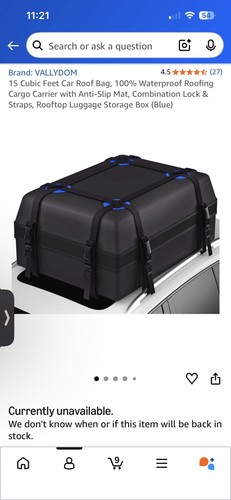 Cubic feet car roof - feet, bag