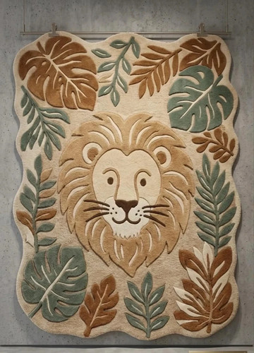 Hand tufted wool lion - wool,