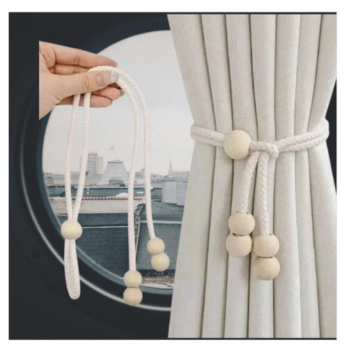 Wooden beaded curtain tie - curtain,