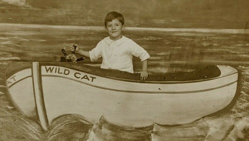 Postcard real photo boy - photo, studio