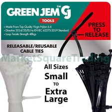 Cable Ties Reusable Releasable Nylon Zip Ties Tie Wraps All Sizes XLarge Strong