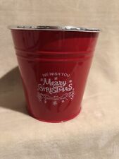 Christmas Plant Pot Red 6 Inch Tall 6 Inch Wide painted metal  