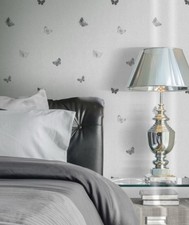 BARGAIN Box Of 5 Rolls Wallpaper Muriva Amelia Butterfly Silver/Gunmetal 701424