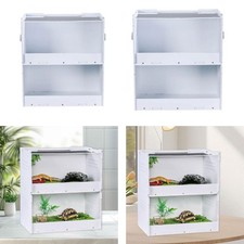 Reptile Terrarium Tank 2 in 1 Reptile Feeding Box for Turtle Snake Snails