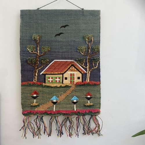 Vintage 70s jute wall hanging - wall,