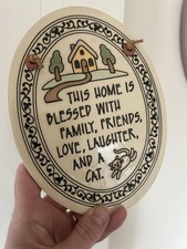 Trinity Pottery USA Hand Painted Ceramic Plate Cat Sign