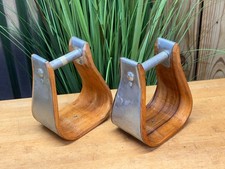 Metal Bound Wood Western Saddle Stirrups ~ Show / Ranch ~ 4" Deep