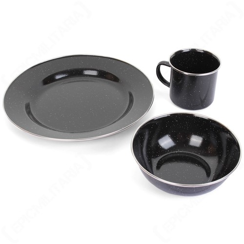 Black enamel cup bowl - enamel, cup,
