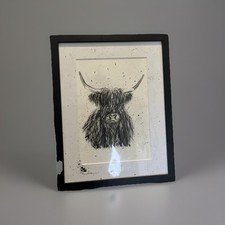 A3 Original Framed Highland Cow Painting