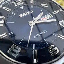 Seiko RECRAFT Series Automatic Blue Dial Brown Leather Strap Men's Watch SNKN37$