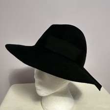 Borsalino Black Felt Fedora Sun Hat Trilby Cap. Size S