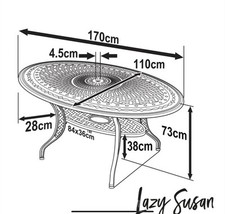 Charlotte Oval Table 167cm x 110 cm x 73 cm by Lazy Susan Cast Aluminium Garden