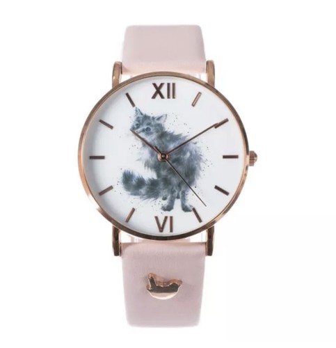 Wrendale pink cat watch with - cat,