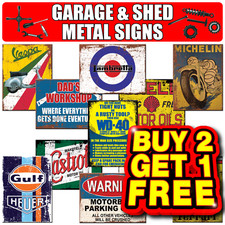 GARAGE & SHED METAL SIGNS RETRO VINTAGE FUN GIFT MAN CAVE WALL WORKSHOP PLAQUES