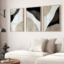 Set of 3 Abstract Black and