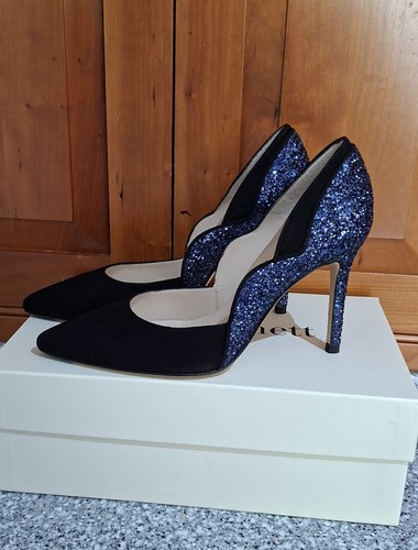 Black suede blue glitter - suede/blue,