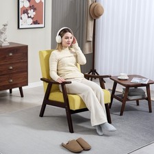 Nordic Accent Chair with Solid Wood Frame for Living Room, Bedroom