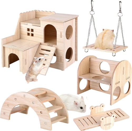 Pcs wooden hamster toy set - 5,