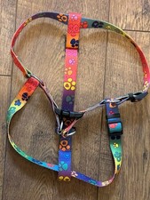 New Adjustable Dog Harness – Colourful Rainbow Paw-Print Design – Size Medium