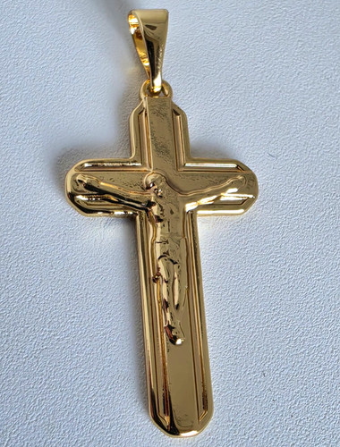 Gold plated jesus crucifix - gold,