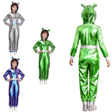 UK Girls Halloween Robot Costume Kids Christmas Outer Space Alien Costume Body 