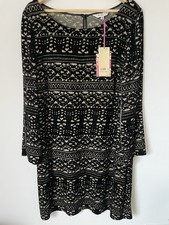 East Black Velvet Pattern Midi  Dress. Size 16. Brand New With Tags. Silk Blend